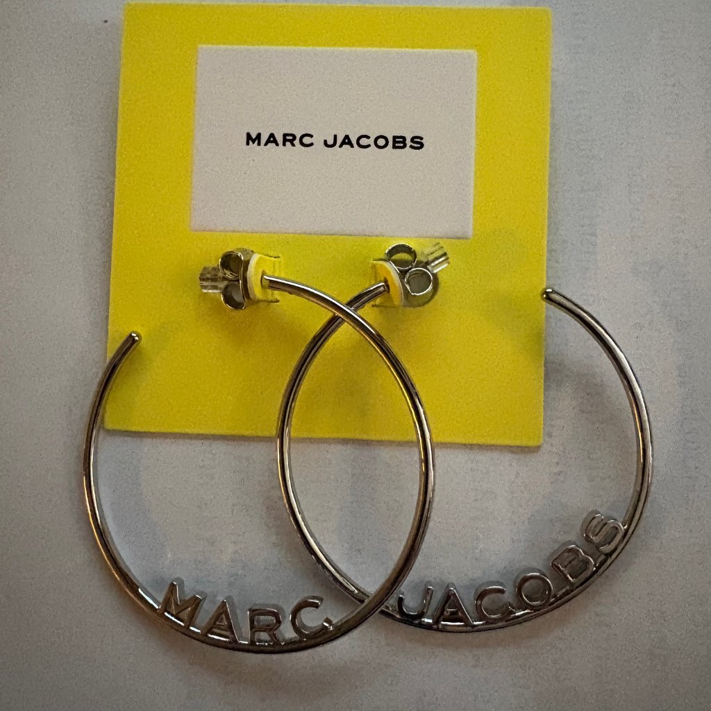 Nwt Marc Jacobs Monogram Hoop Easrrings In Silver 67$